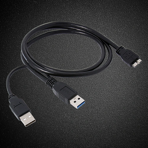 Black Dual A to Micro-B USB 3.0 Y Cable for Sumsang Galaxy S5 Note 3 USB HUB