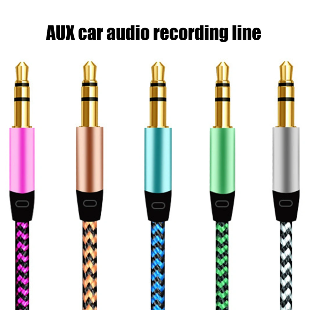 Colorful Braided Wire Metal 3.5mm Male to Male AUX Car Audio Recording Cable