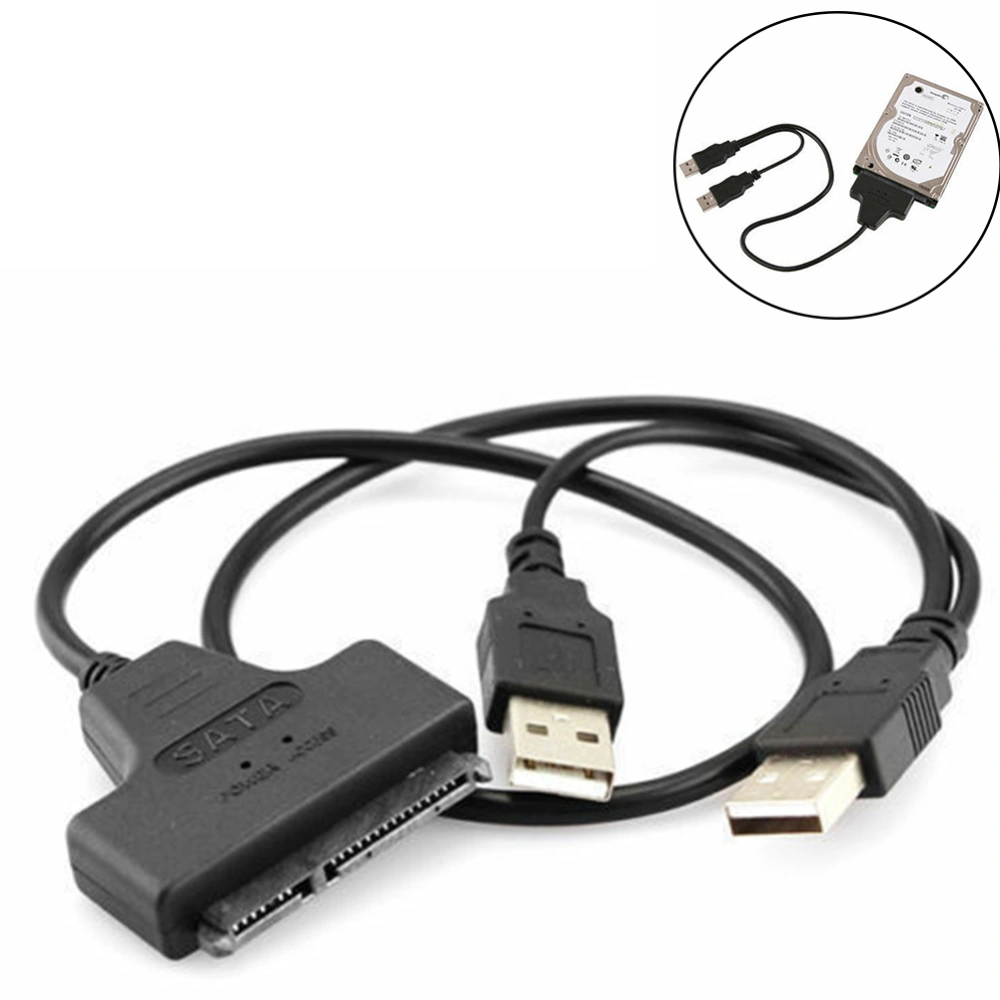 2.5 inch SATA Hard Disk to USB 2.0 Host Dual Power Connection Adapter Cable