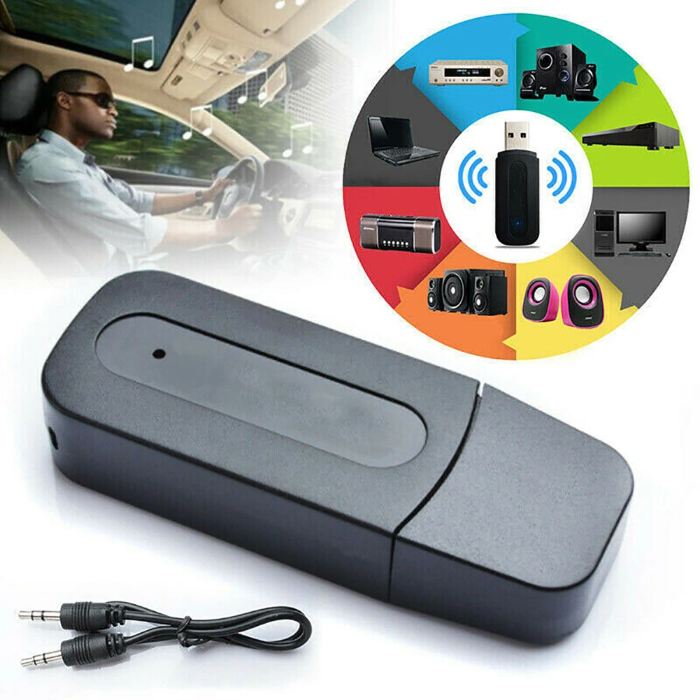 3.5mm Aux to USB Wireless Bluetooth-compatible Audio Stereo Home Car Music Receiver Adapter