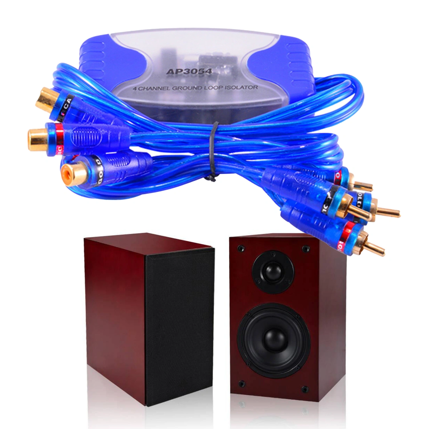50W Universal 4-Channel RCA Ground Loop ABS Metal Noise Filter Noise Isolator for Car Audio