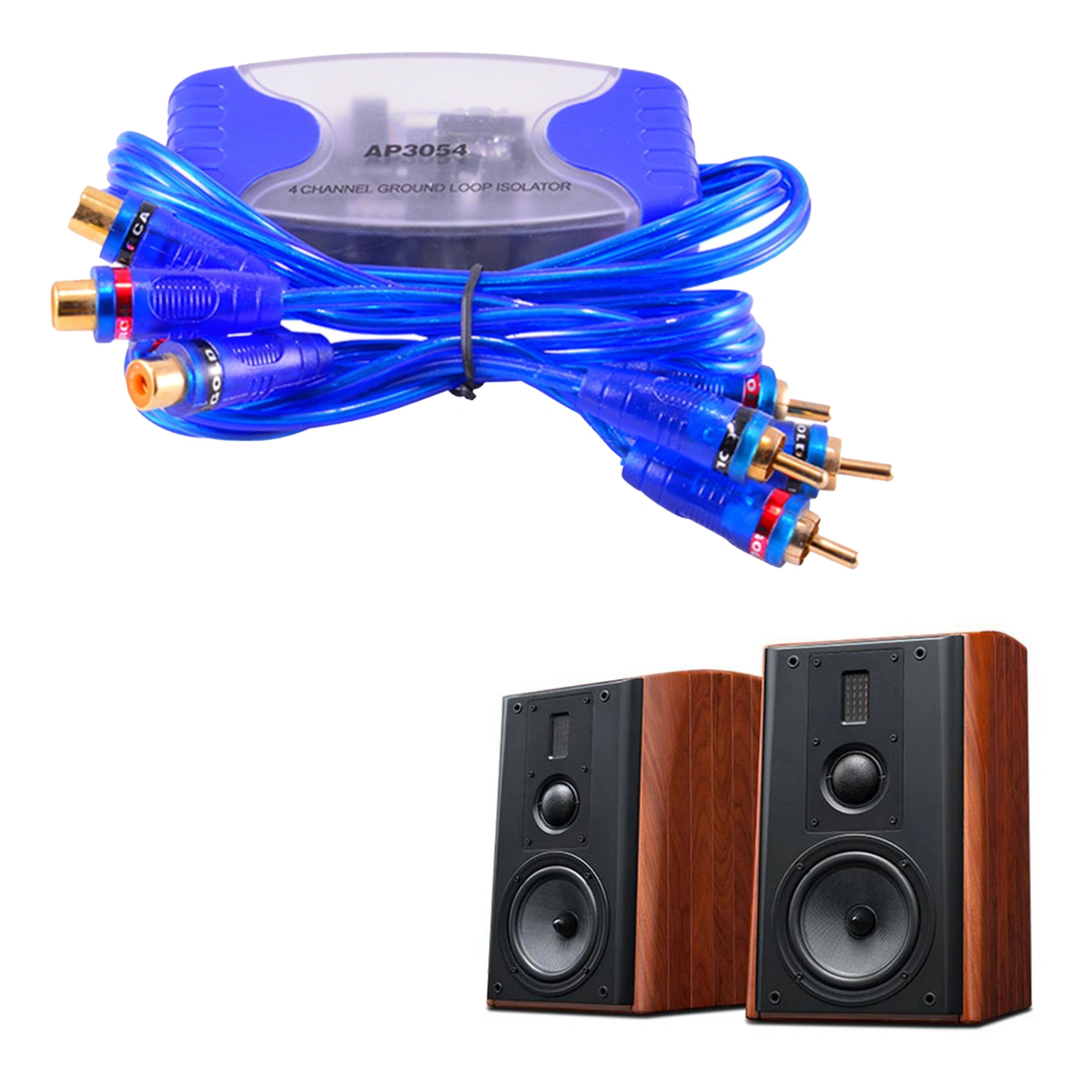50W Universal 4-Channel RCA Ground Loop ABS Metal Noise Filter Noise Isolator for Car Audio