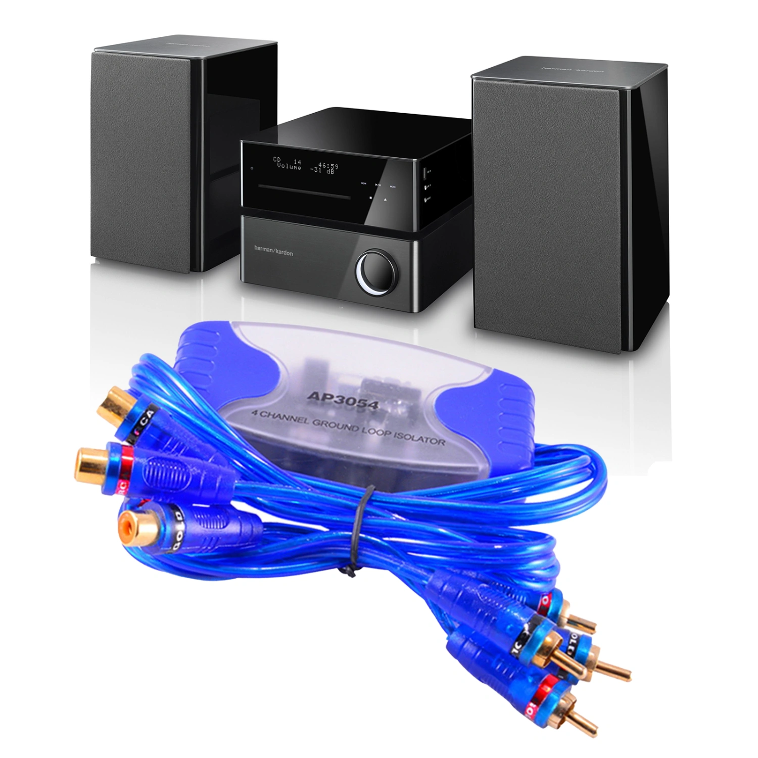 50W Universal 4-Channel RCA Ground Loop ABS Metal Noise Filter Noise Isolator for Car Audio