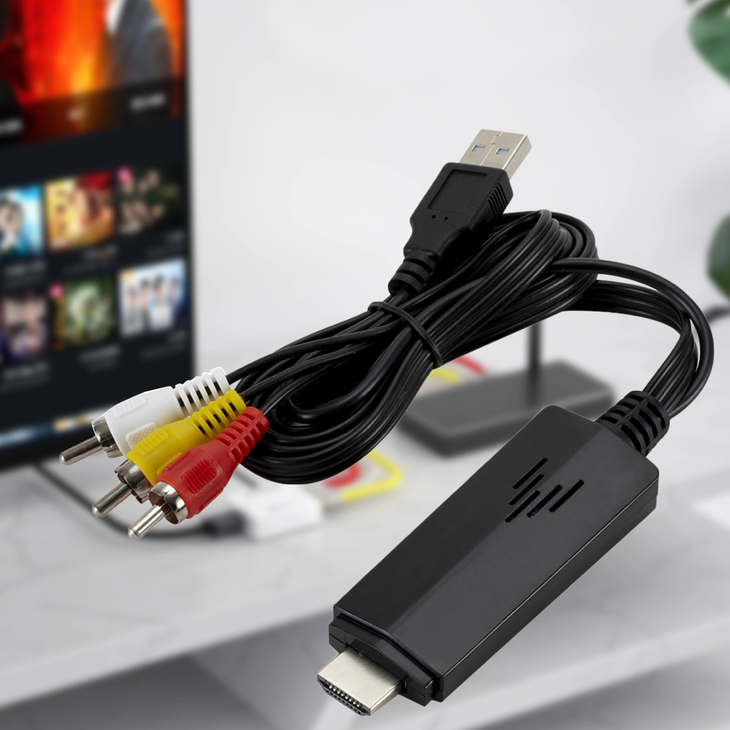 Multifunctional 1080P HDMI-compatible to AV RCA Video Converter Adapter Signal Connector for DVD Cable Box
