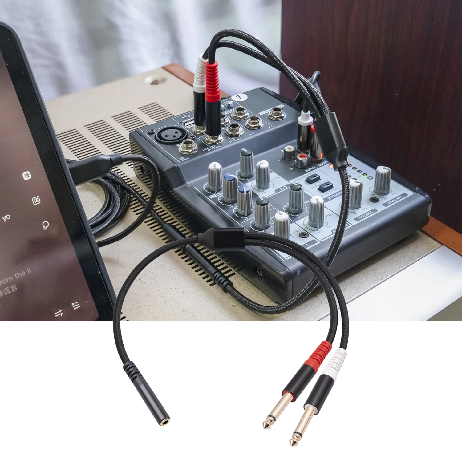 Audio Adapter Cable Plug And Play Stereo 3.5mm to 6.35mm TS 1/4 Monophonic Audio Line Home Supply