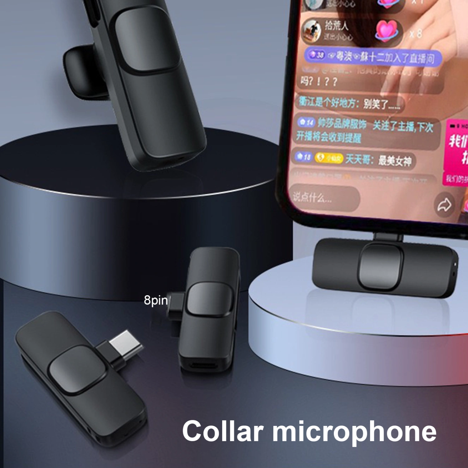 Lavalier Microphone Noise Reduction Sensitive Plug Play 2.4G Wireless Condenser Recording Microphone for Outdoor