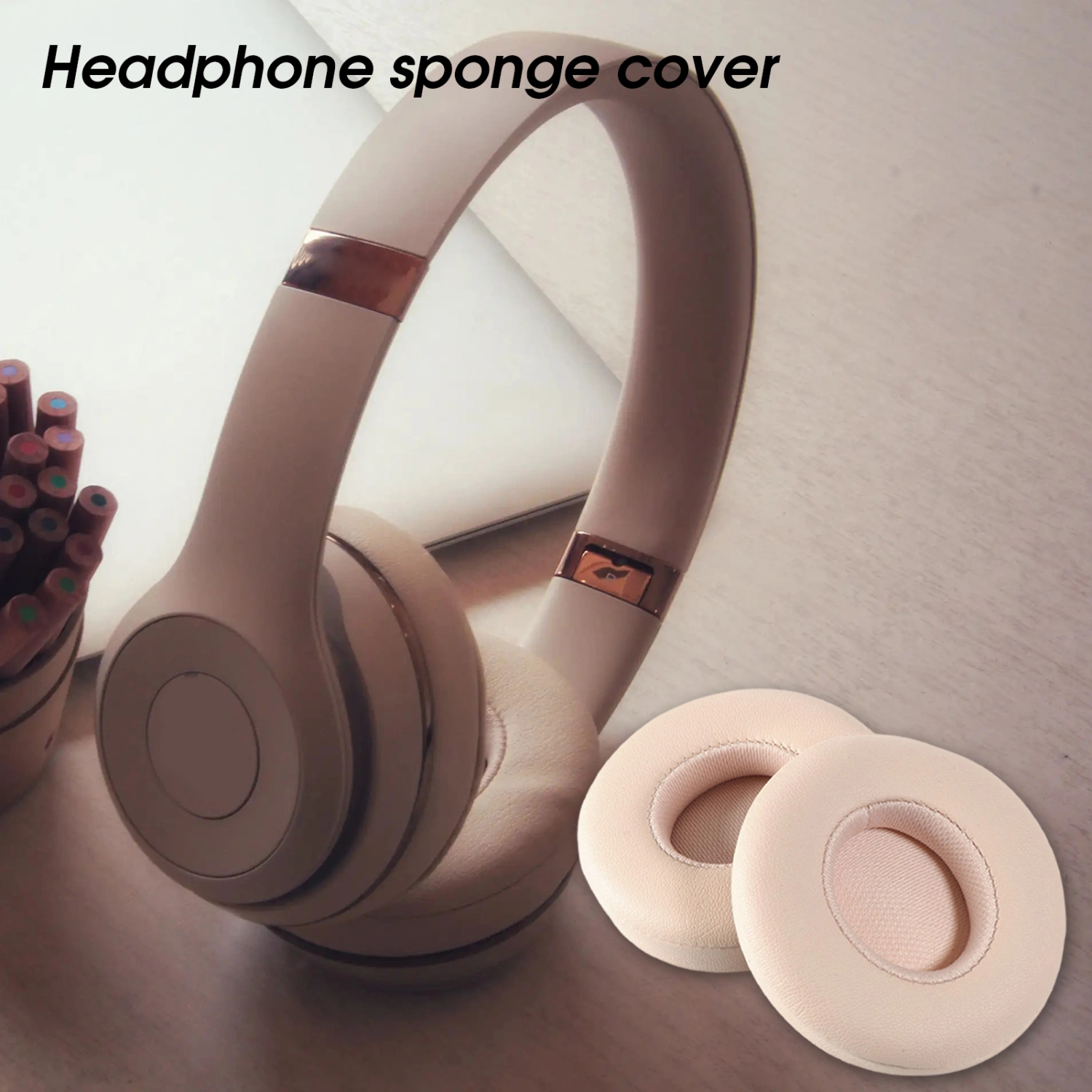 1 Pair Replacement Earpads Sound Insulation Soft Elastic Breathable Protective Ear Cushion Solid Color Bluetooth-compatible Headphone Sponge Ear Pads for Beats SOLO2/SOLO3