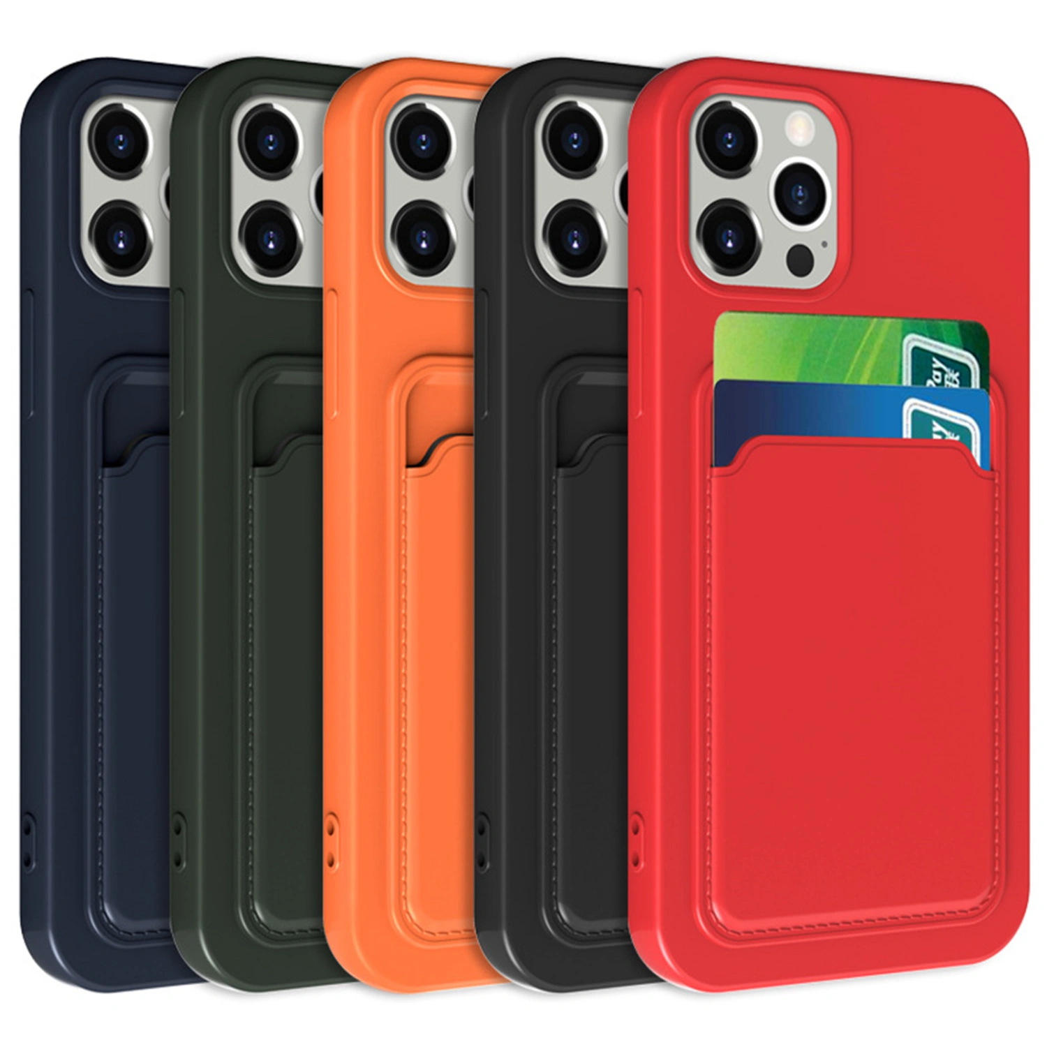 Phone Case Dust-proof Shock-proof Soft TPU Card Slot Mobile Phone Back Cover for iPhone 14/14 Pro/14 Plus/Pro Max