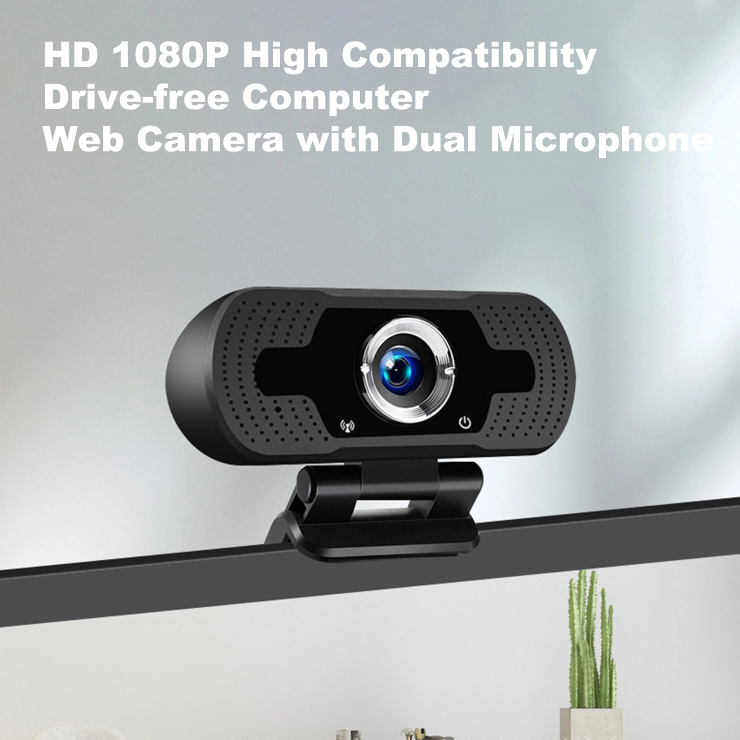 HD 1080P High Compatibility Drive-free Computer Web Camera with Dual Microphone