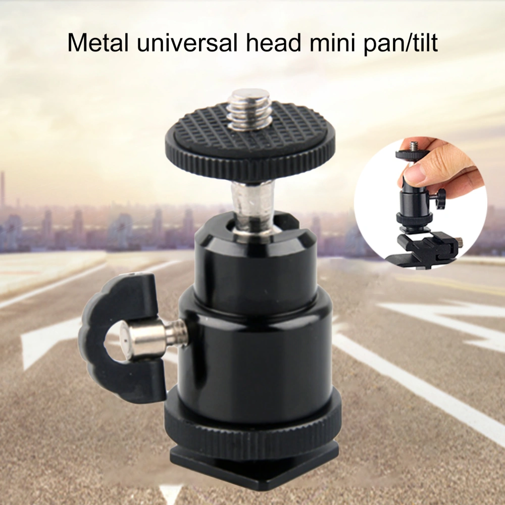 Standard 1/4 Screw Port Ball Head Convenient Panoramic Metal 360 Degree Swivel Tripod Adapter for Camera