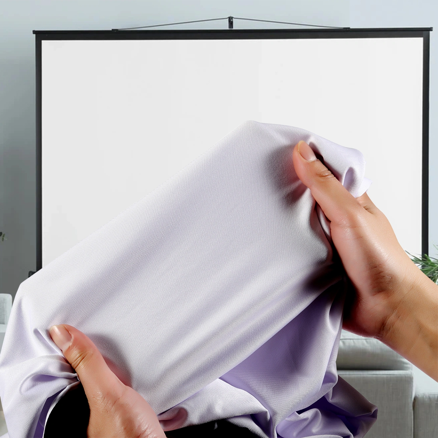 H60C Projector Screen Thick Simple Design Polyester 60 Inch 16:9 Foldable Projection Curtain for Movie