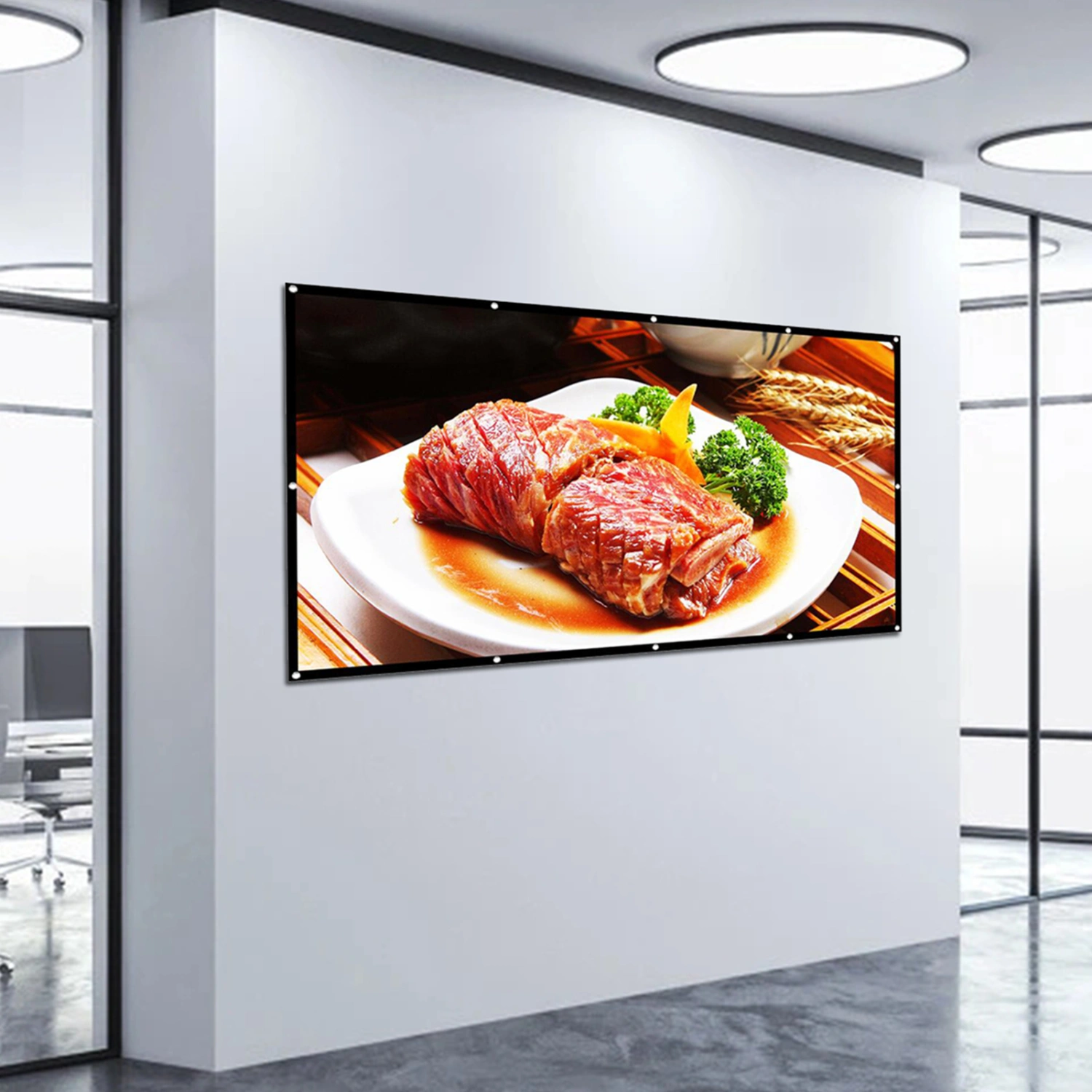 H60C Projector Screen Thick Simple Design Polyester 60 Inch 16:9 Foldable Projection Curtain for Movie