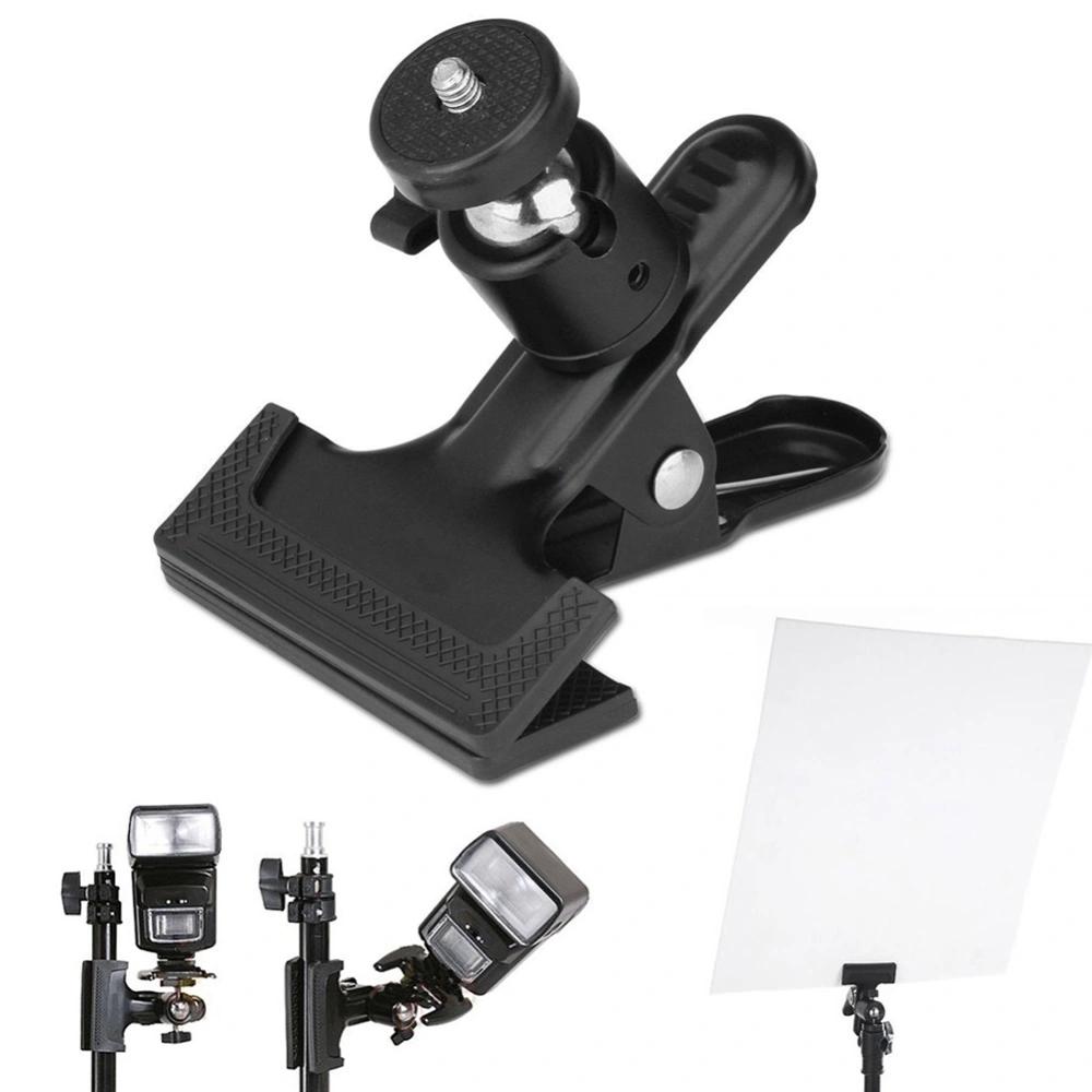 Universal 1/4 Screw Ball Head Metal Clamp Photo Flash Light Clip Holder Mount