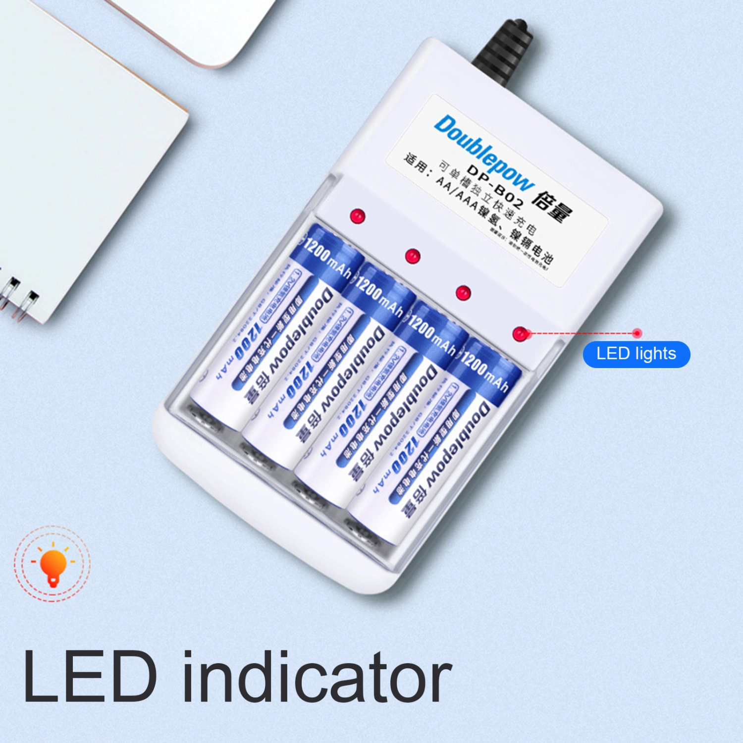 AA/AAA Rechargeable Battery Anti-oxidation High Capacity Large Battery Capacity Smart Battery Charger Set for Toys