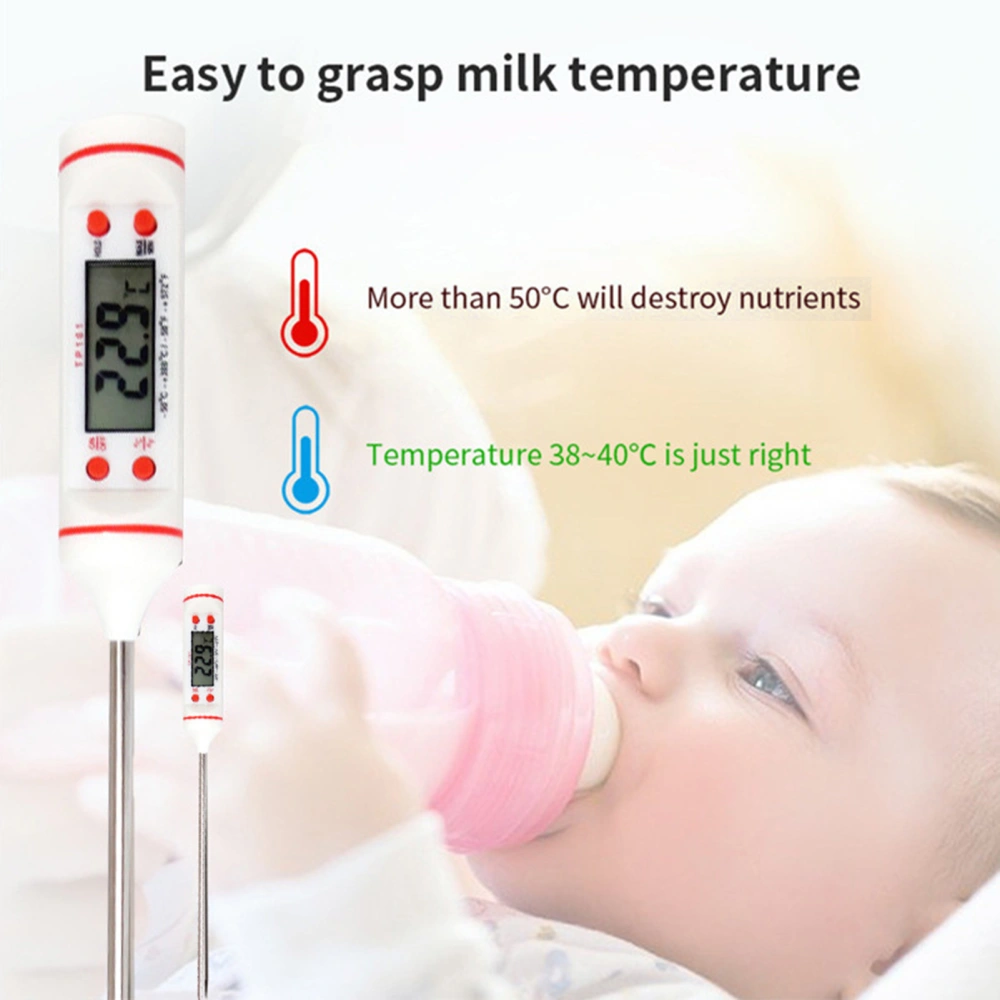 Oil Thermometer Sensitive Precise LCD Display Stainless Steel Probe Meat Temperature Meter for Home