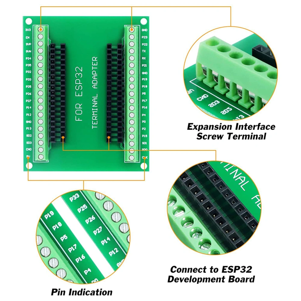 2Pcs ESP32 Expansion Board Professional High Precison DIY Microcontroller Narrow Version Breakout Board for GPIO32 