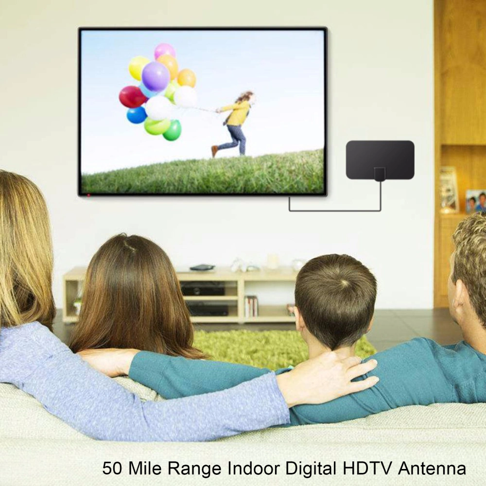 TV Antenna 1080P 3.7M Cable Signal Reception Thin 50 Mile Range Indoor Digital HDTV Antenna Home Supplies