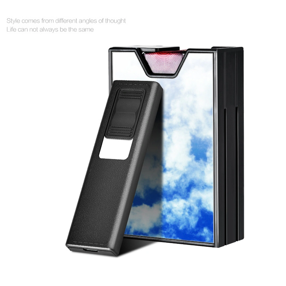 20 Loaded Windproof USB Lighter Cigarette Case Tobacco Holder Box Dispenser