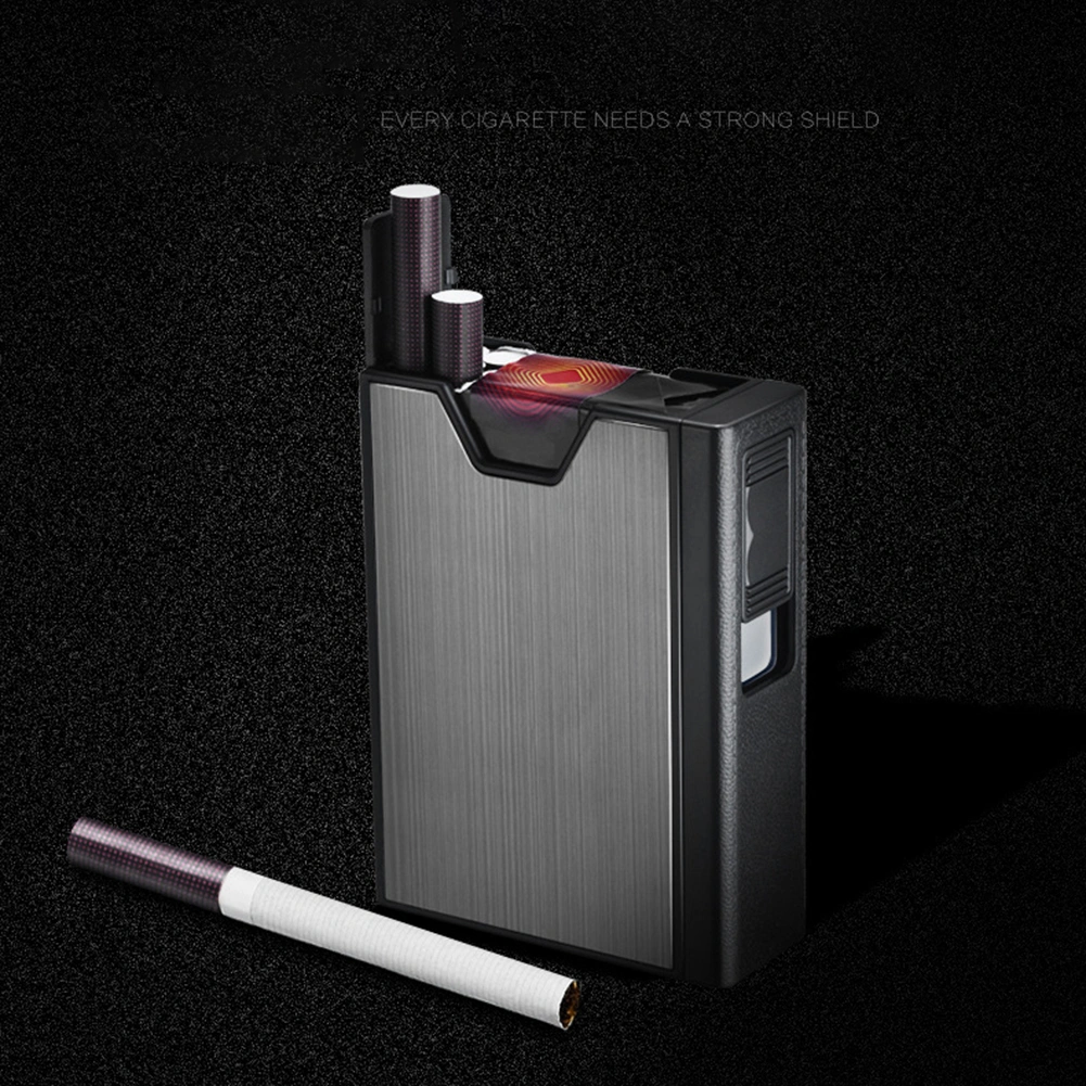 20 Loaded Windproof USB Lighter Cigarette Case Tobacco Holder Box Dispenser