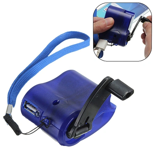 Travel USB Hand Dynamo Phone Charger with Light Environmental Crank Charger