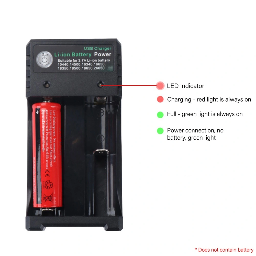 Dual Slot 3.7V 14500 26650 16650 18650 Li-ion Battery Charger with LED Indicator