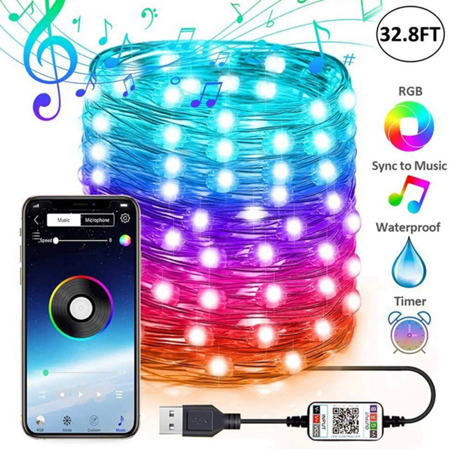String Light High Brightness RGB ABS Bluetooth-compatible LED Fairy Lamp for Christmas