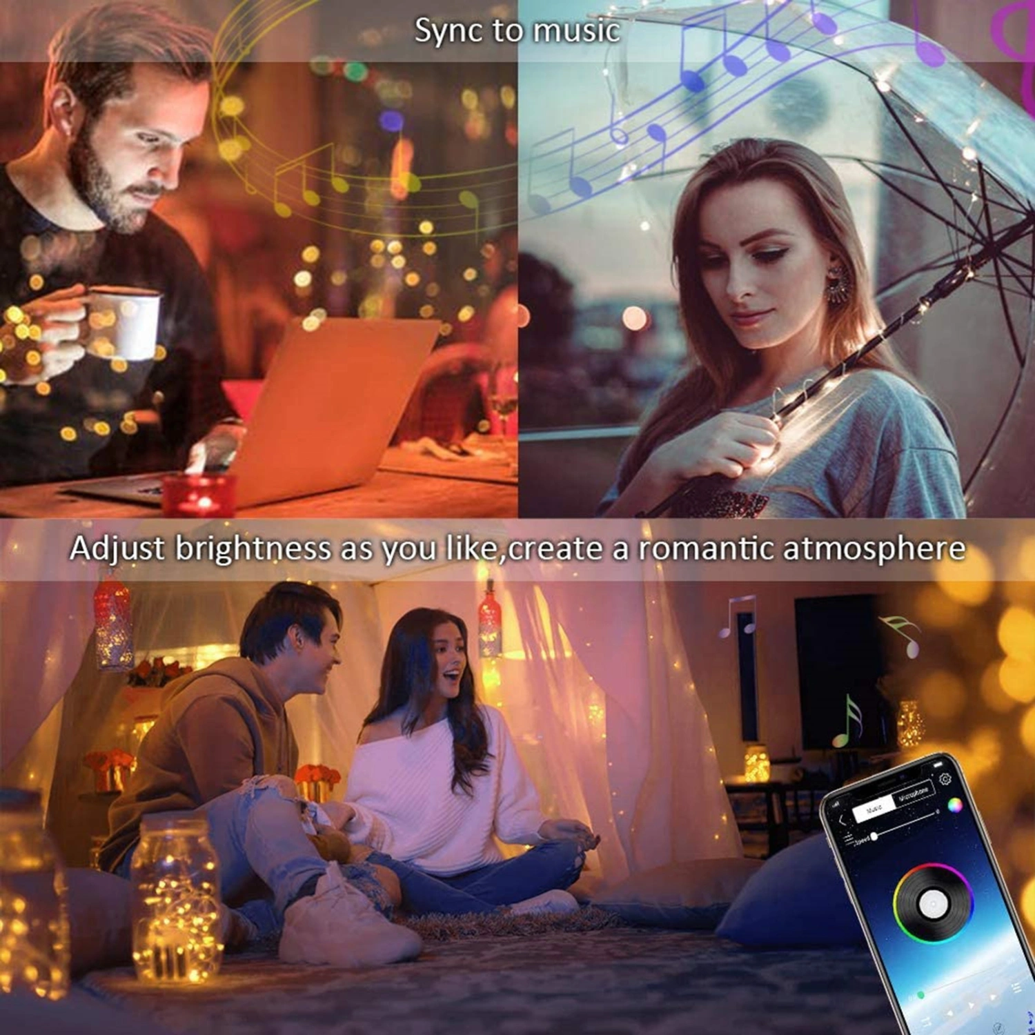 String Light High Brightness RGB ABS Bluetooth-compatible LED Fairy Lamp for Christmas