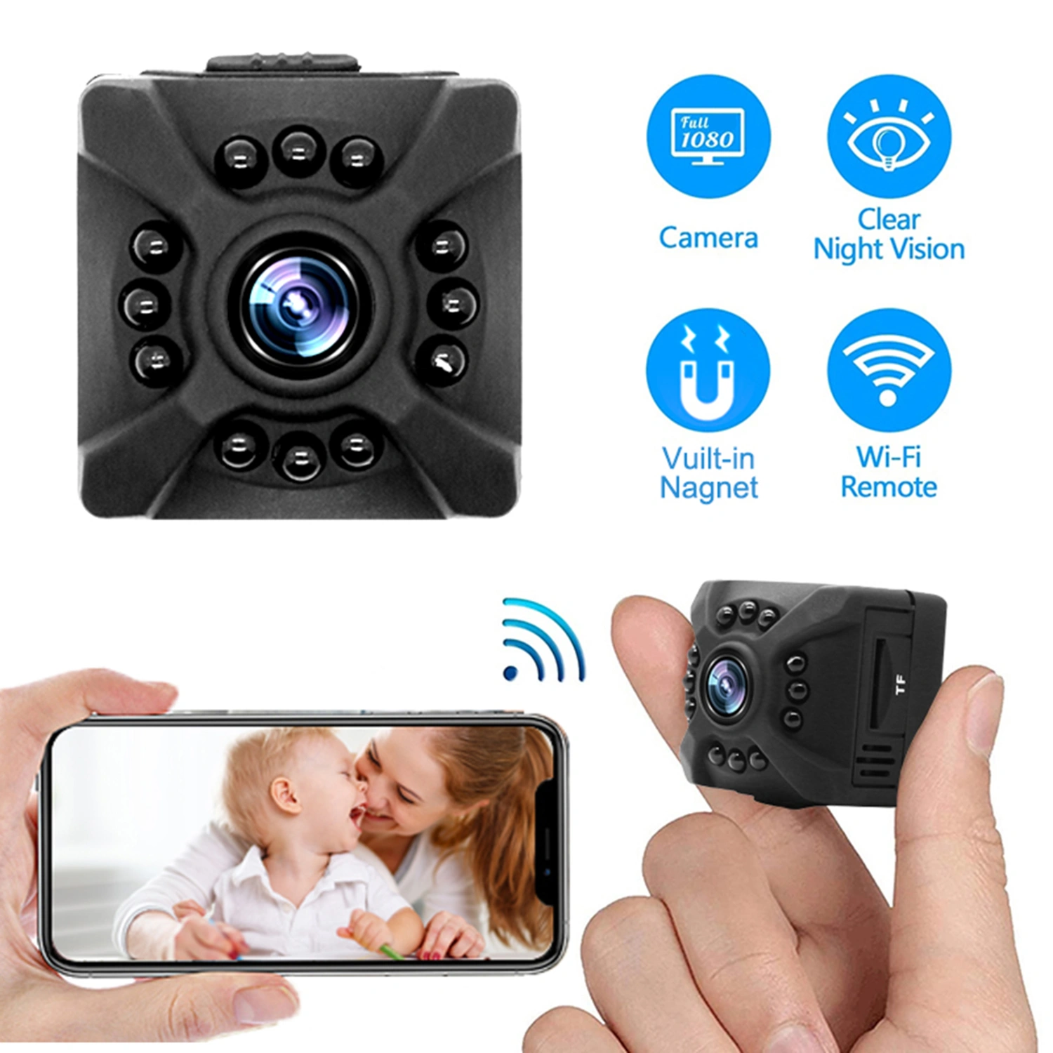 1 Set 1080P Wireless Camera Night Vision Smart Home Camera Surveillance for Home