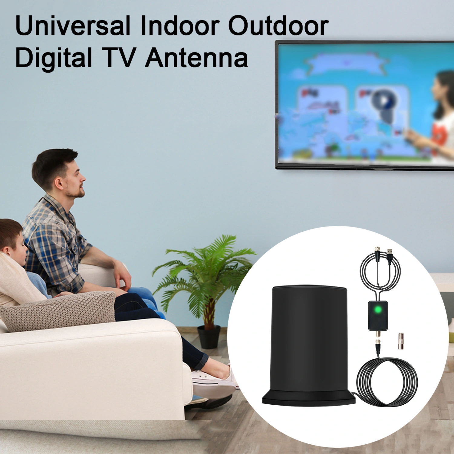 TV Antenna 1080P HD-compatible 25dB High Gain Signal Booster Indoor Outdoor Digital TV Antenna Home Supply