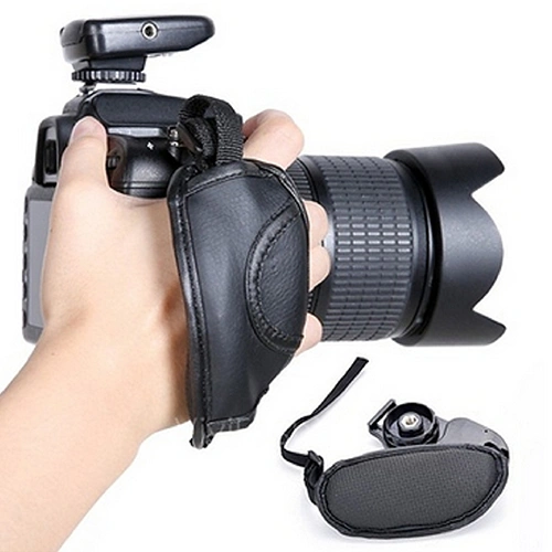 Universal Durable Camera Hand Grip Faux Leather Oval Wrist Band for SLR/DSLR