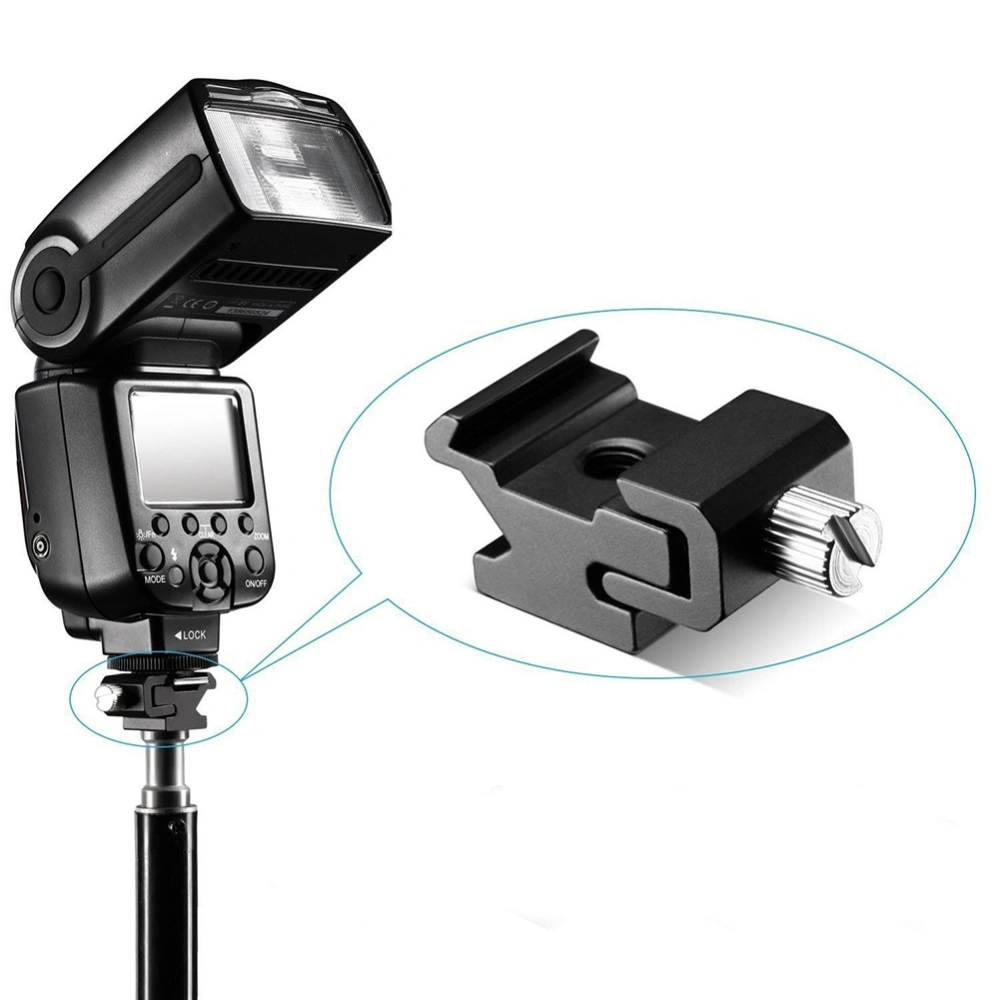 1/4 Screw Studio Camera Flash Light Tripod Cold Hot Shoe Mount Bracket Adapter