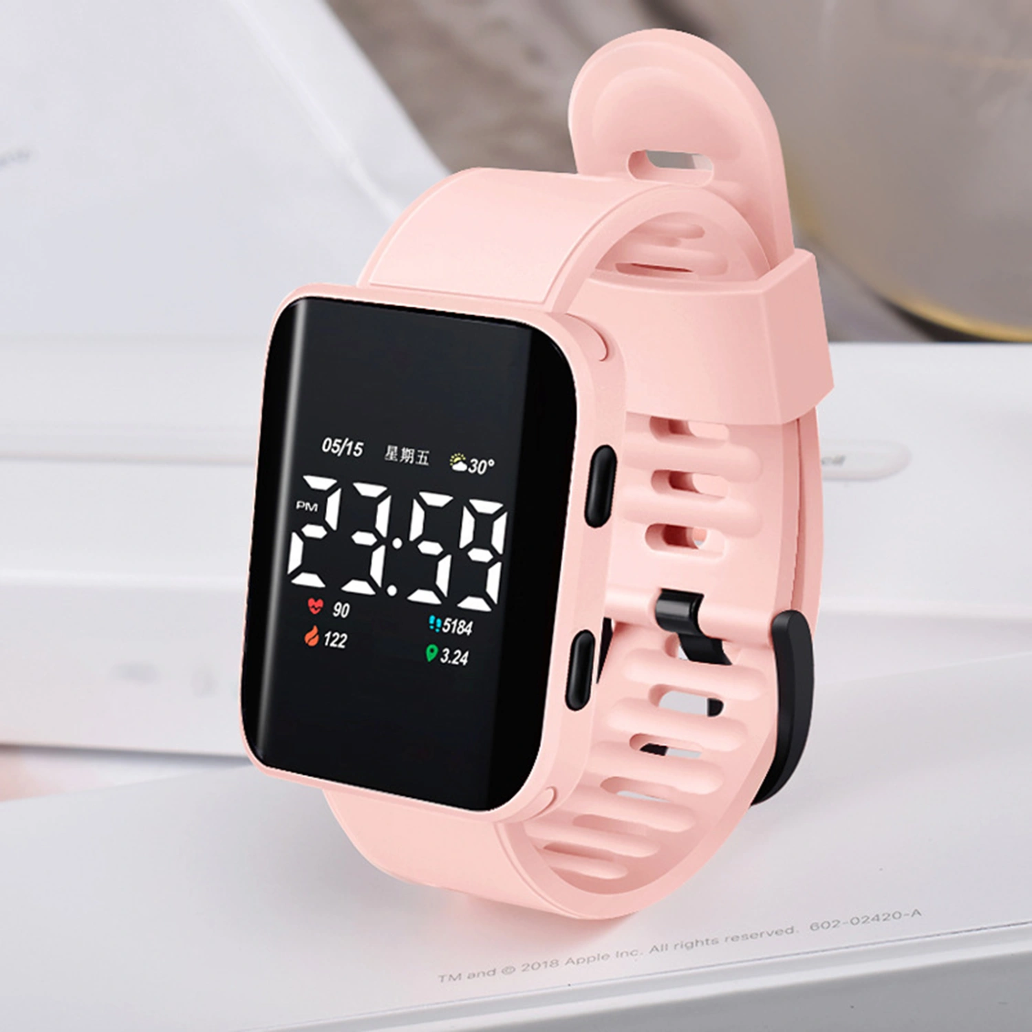 Electronic Watch LED Luminous Life Waterproof Square Dial Sports Digital Wrist Watch for Student