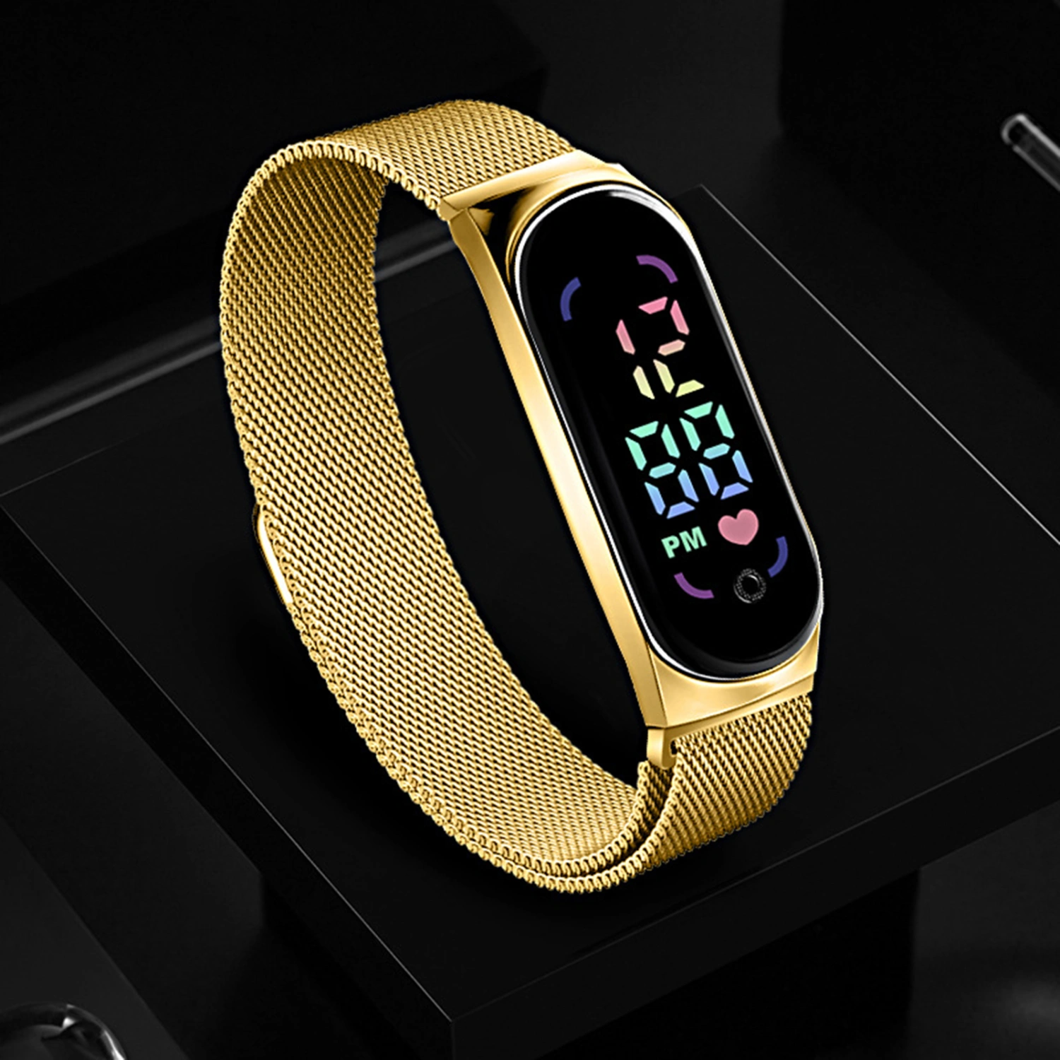 Electronic Watch Magnetic Multifunctional Adjustable LED Screen Waterproof  Rectangular Dial Student Watch Daily Wear
