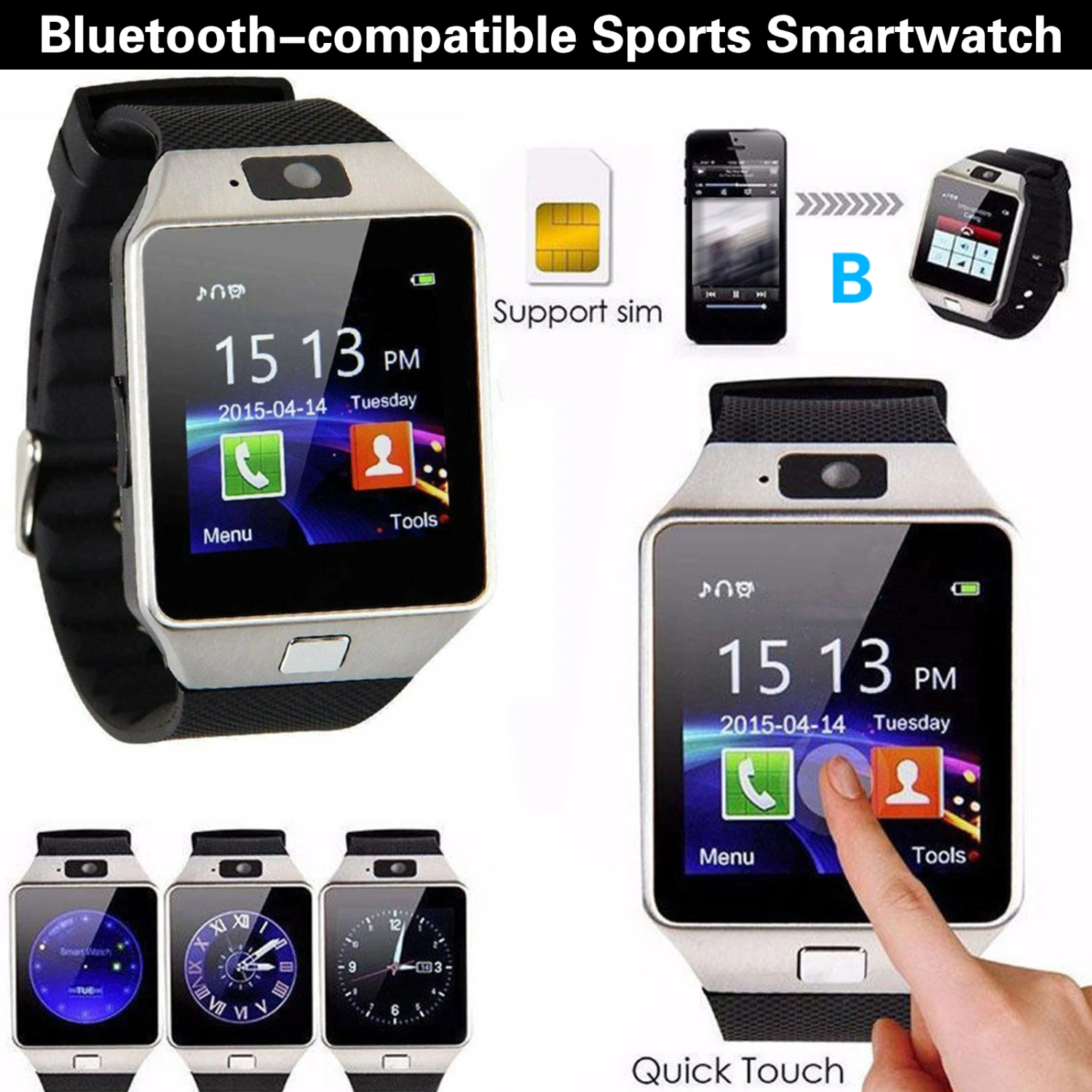 Smart Smartwatch Large Screen Touch Control User-friendly Pedometer Function Easy to Read Sleep Monitor Ultralight Bluetooth-compatible Sports Smartwatch for Kids