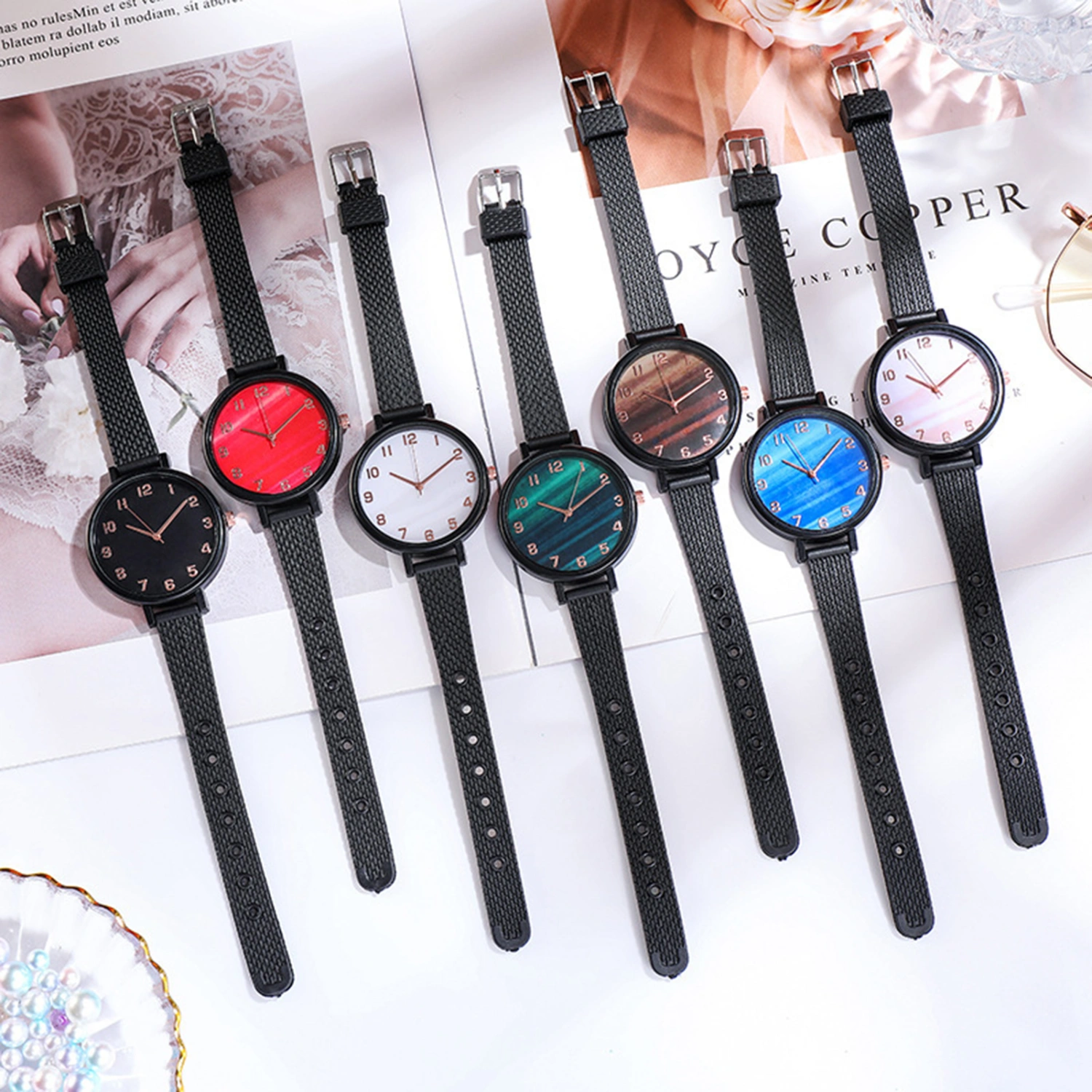 Women Watch Fashion Round Dial Ladies Quartz Wristwatch Bracelet Jewelry Accessories for Dating