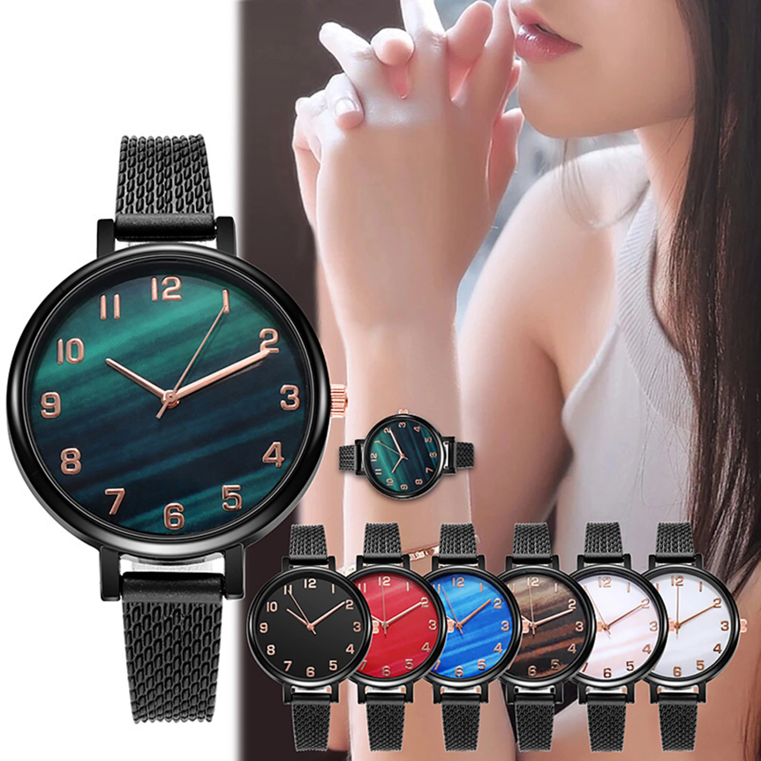 Women Watch Fashion Round Dial Ladies Quartz Wristwatch Bracelet Jewelry Accessories for Dating