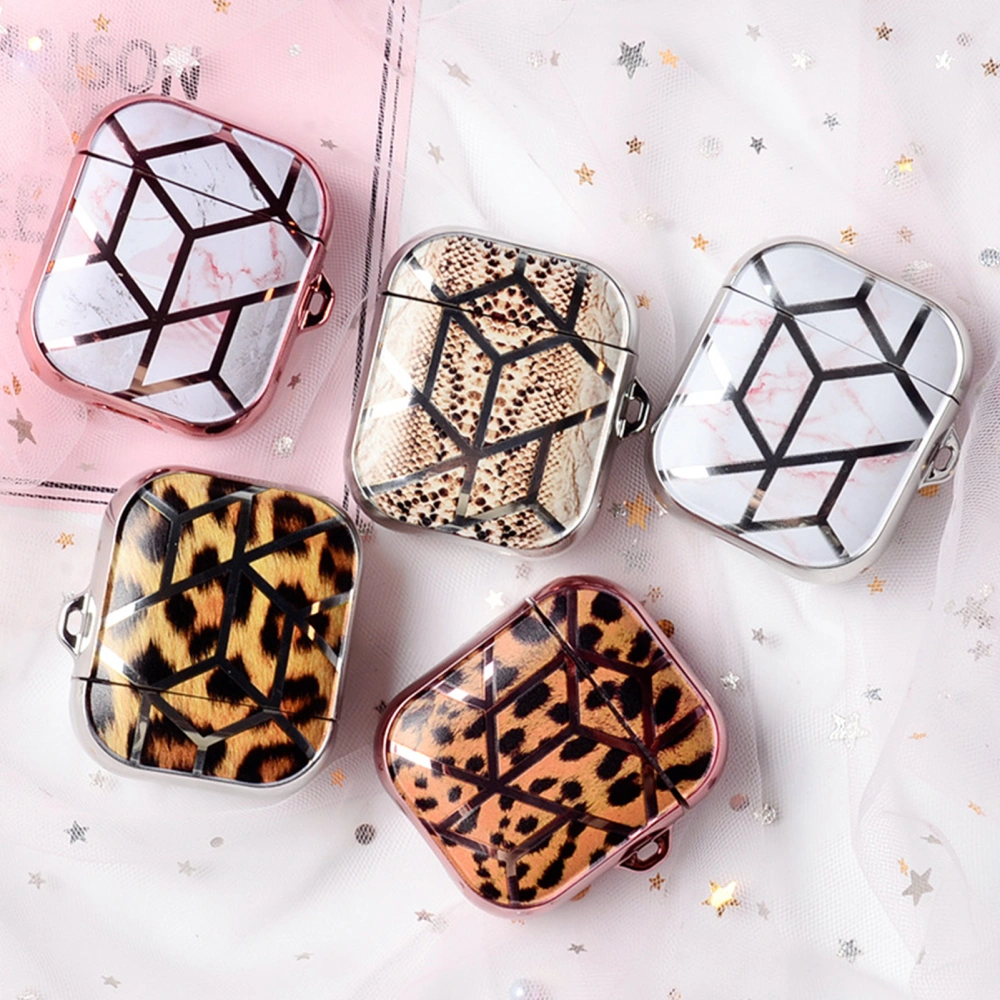 Leopard Marble Patterned Bluetooth-compatible Earphone Protective Case Cover for AirPods