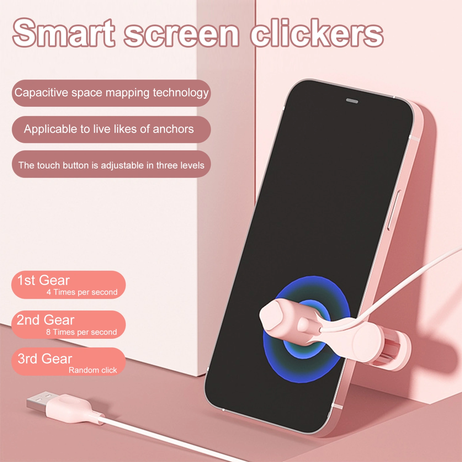 Screen Clicker Sensitive Hands-free 3 Gears Automatic Liker Control Clicker for Webcast