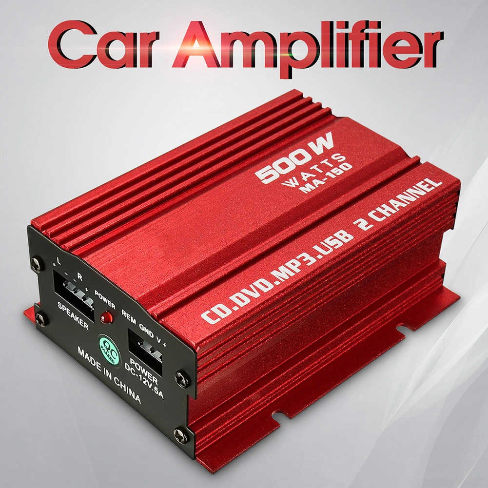 500W 12V Mini 2CH HiFi Stereo Audio Power Amplifier Car MP3 Speaker Portable