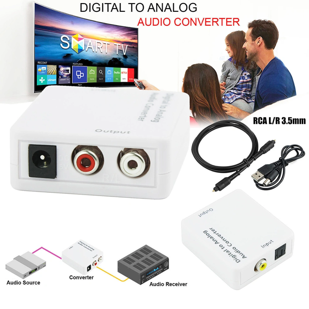 Portable Optical Coaxial Toslink Digital to Analog Audio Converter L/R Output