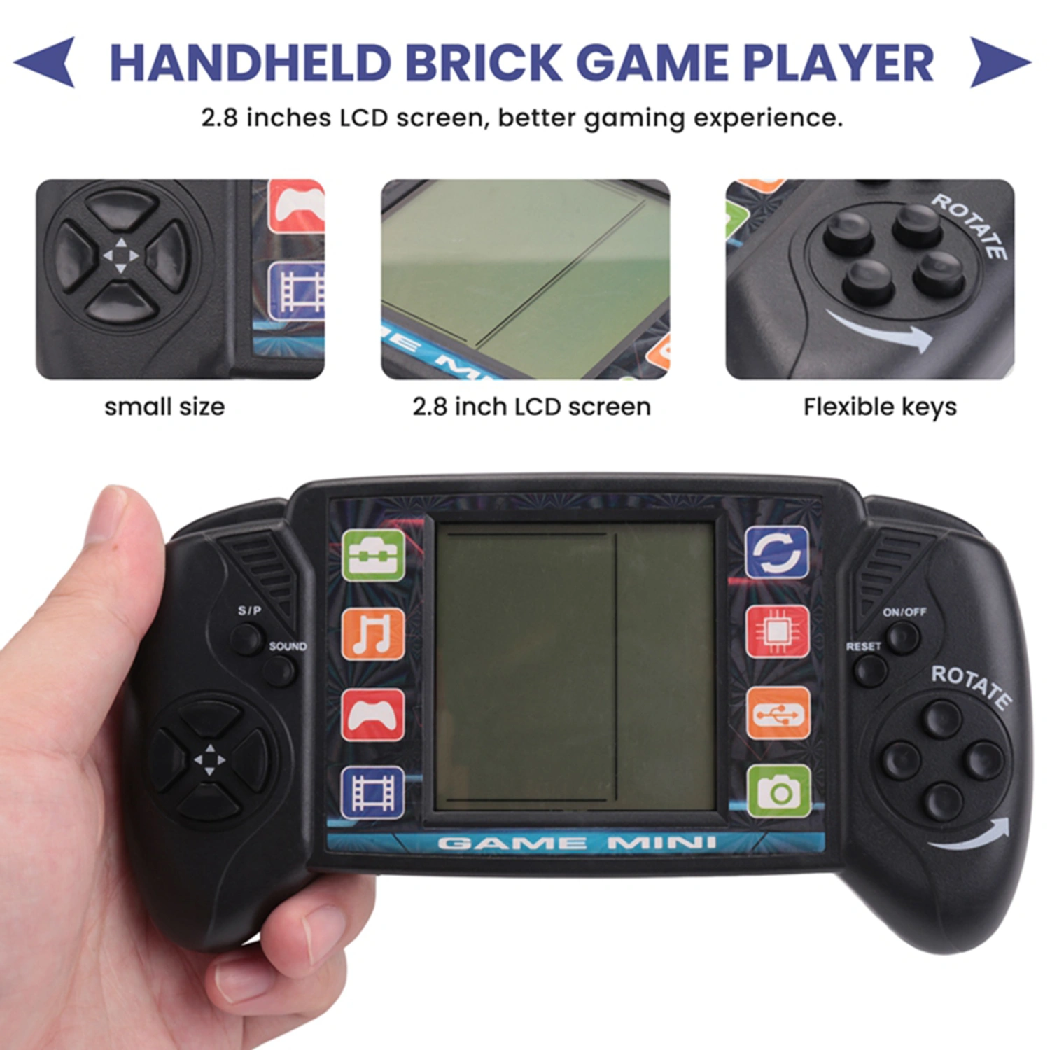 Game Console 3.5-inch Large Screen Multiple Play Modes Flexible Key Music Playback Electronic Game Machine for Party