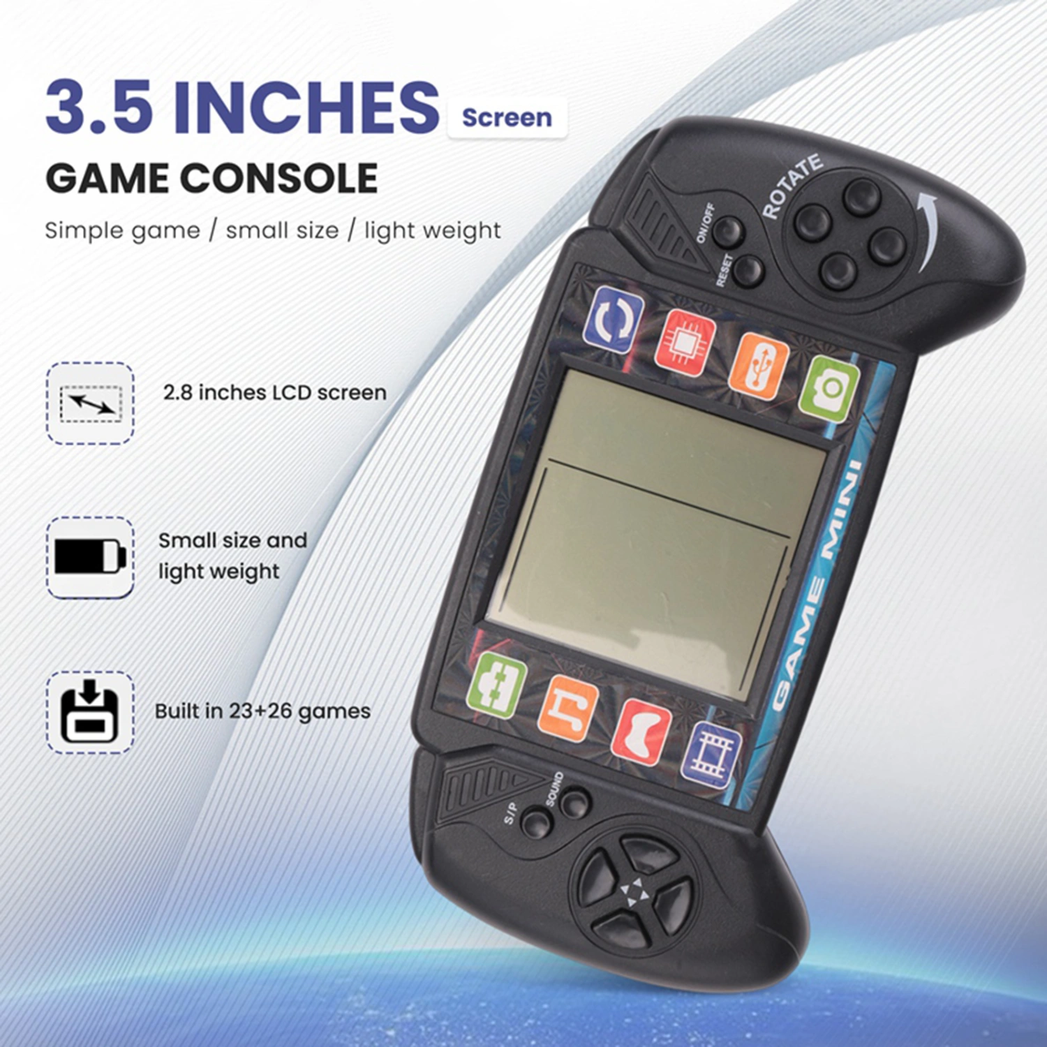 Game Console 3.5-inch Large Screen Multiple Play Modes Flexible Key Music Playback Electronic Game Machine for Party