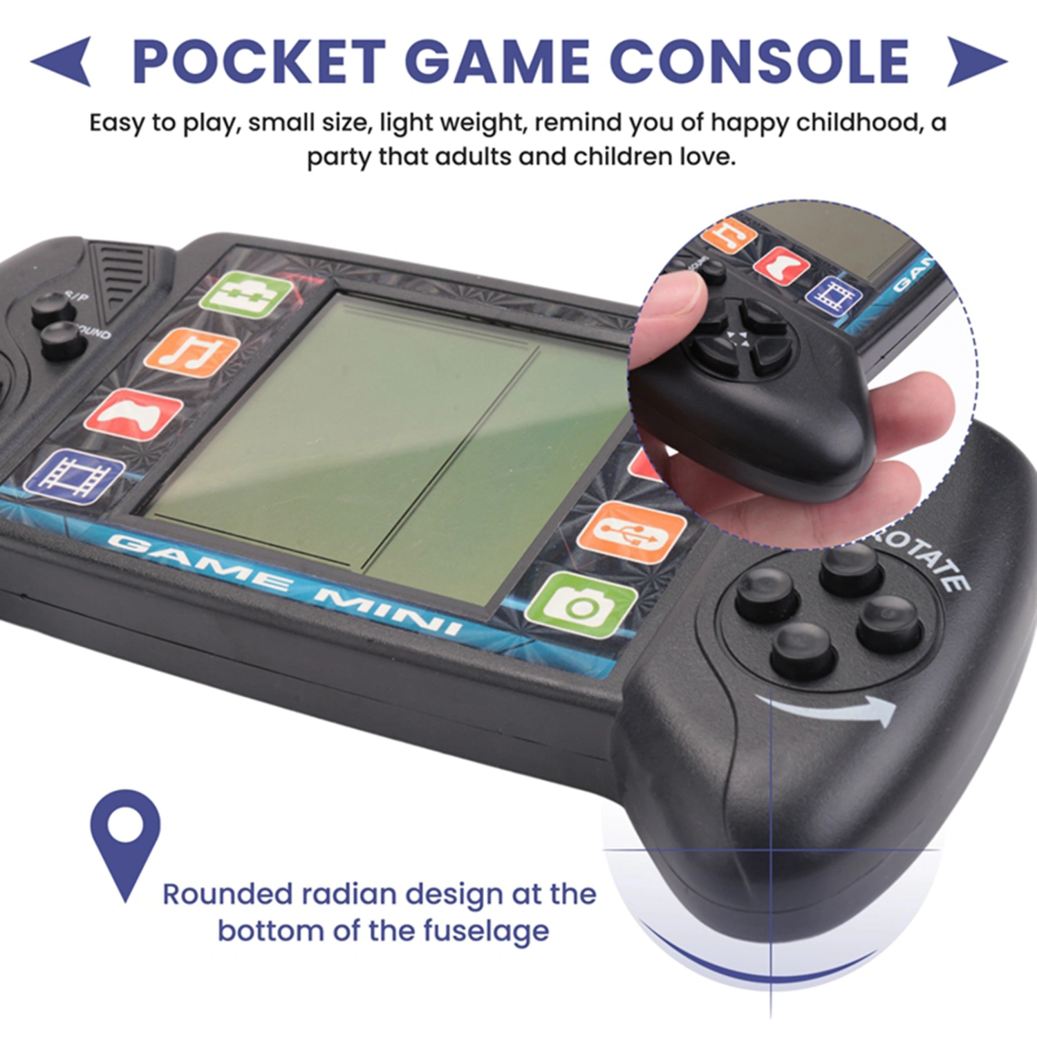Game Console 3.5-inch Large Screen Multiple Play Modes Flexible Key Music Playback Electronic Game Machine for Party