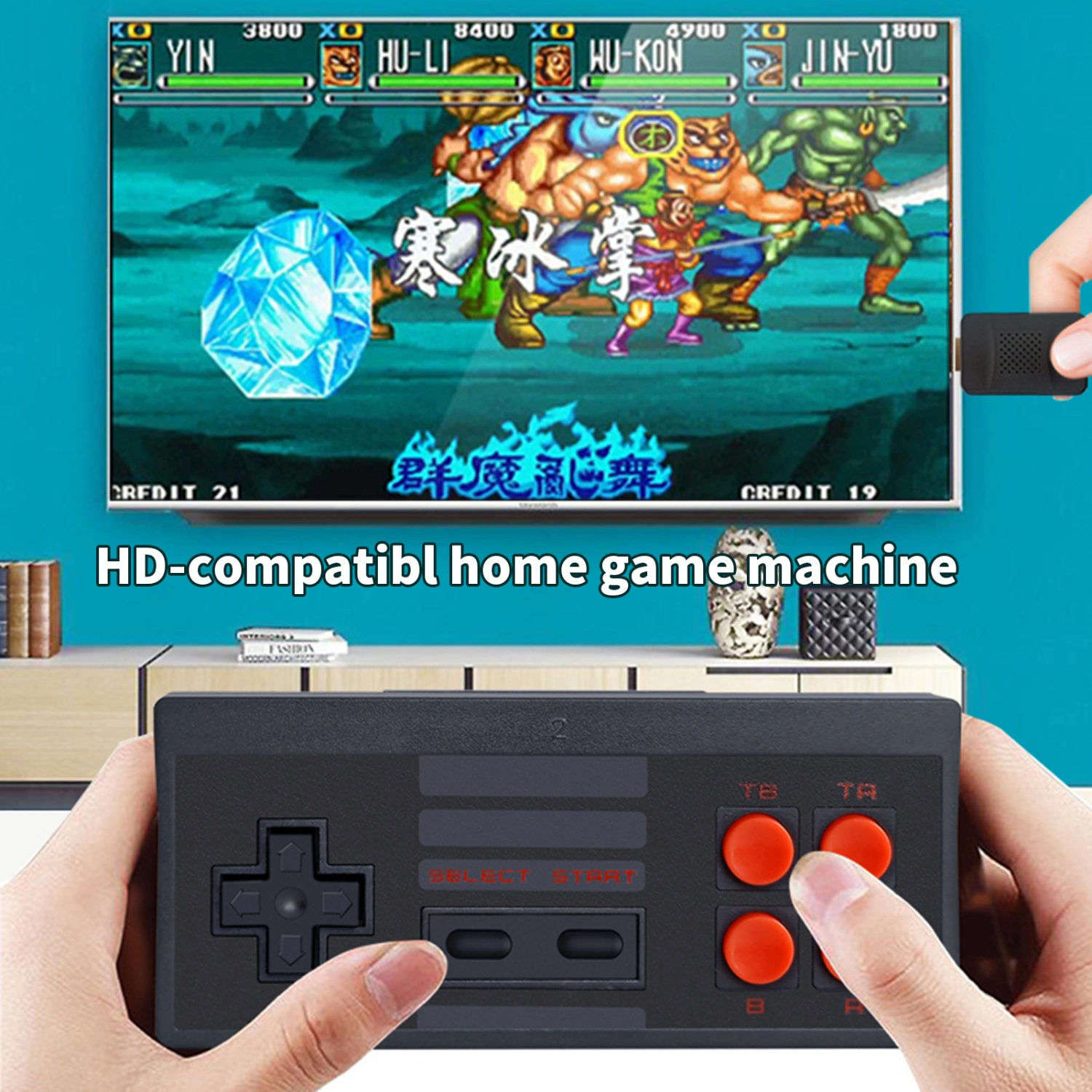 1 Set Retro Game Console Multiple Games HD-compatible 8-bit High Sensitivity Plug And Play Wireless Game Control Video Game Console for Home