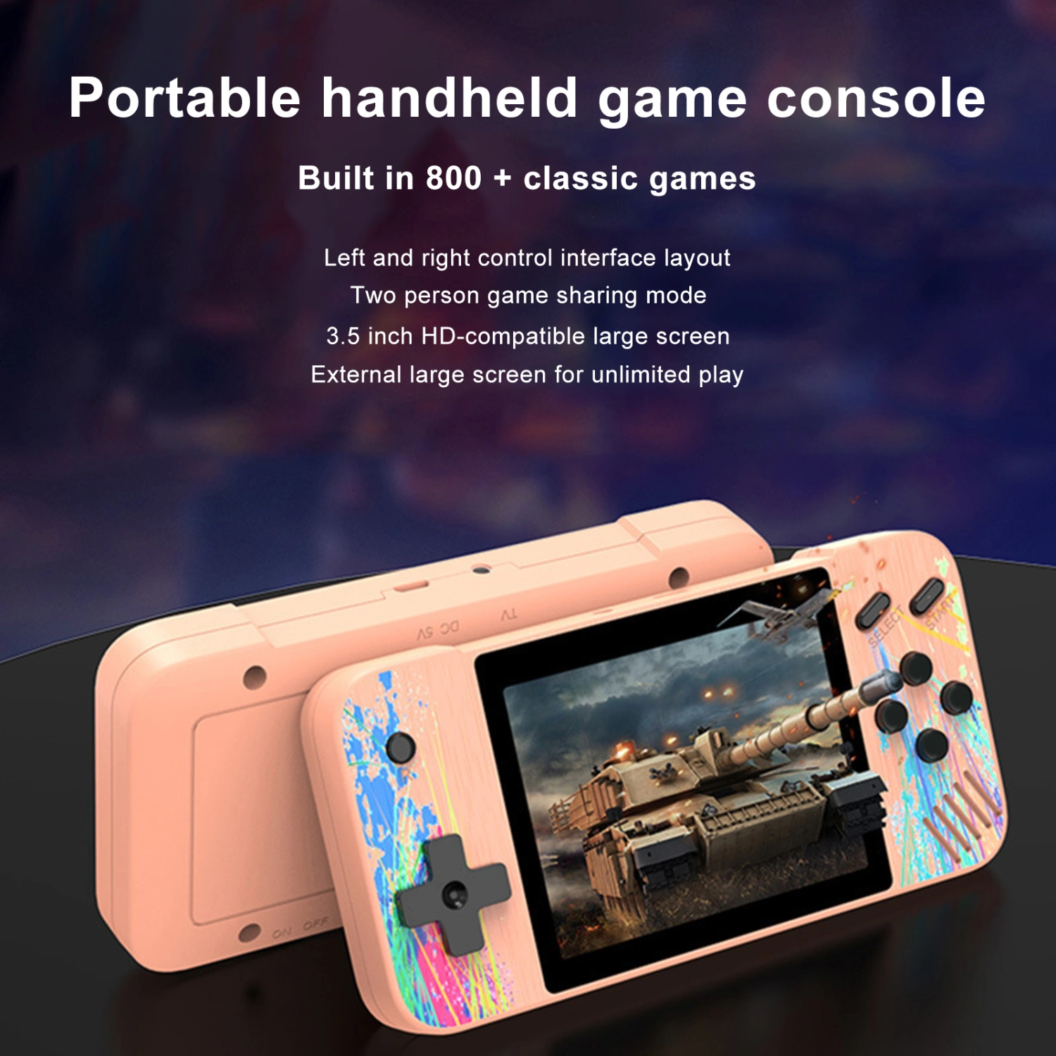 G3 Game Console High Resolution Long Standby Time Ergonomic Nostalgic AV Output Handheld Gaming Player for Kids