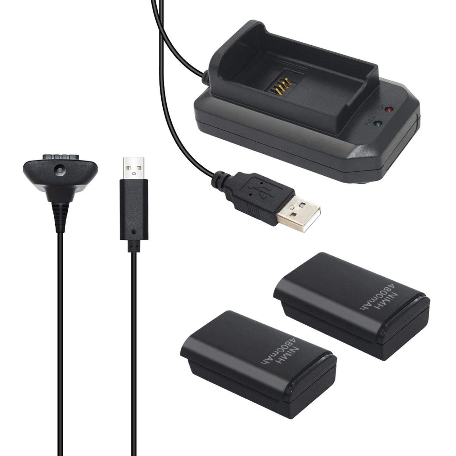 Rechargeable Gamer Controller Replacement Battery Charging Kit for Xbox 360
