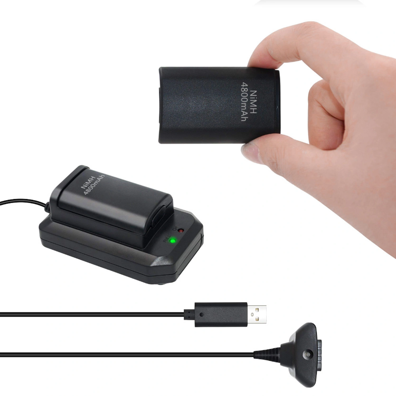 Rechargeable Gamer Controller Replacement Battery Charging Kit for Xbox 360