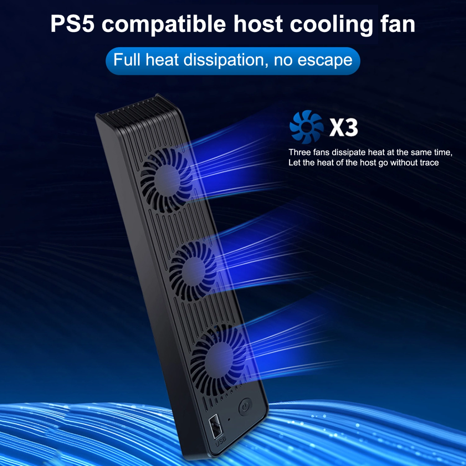Cooling Fan 3 Fans Plug Play Game Accessories Console Host Mute External USB Cooler for PS5