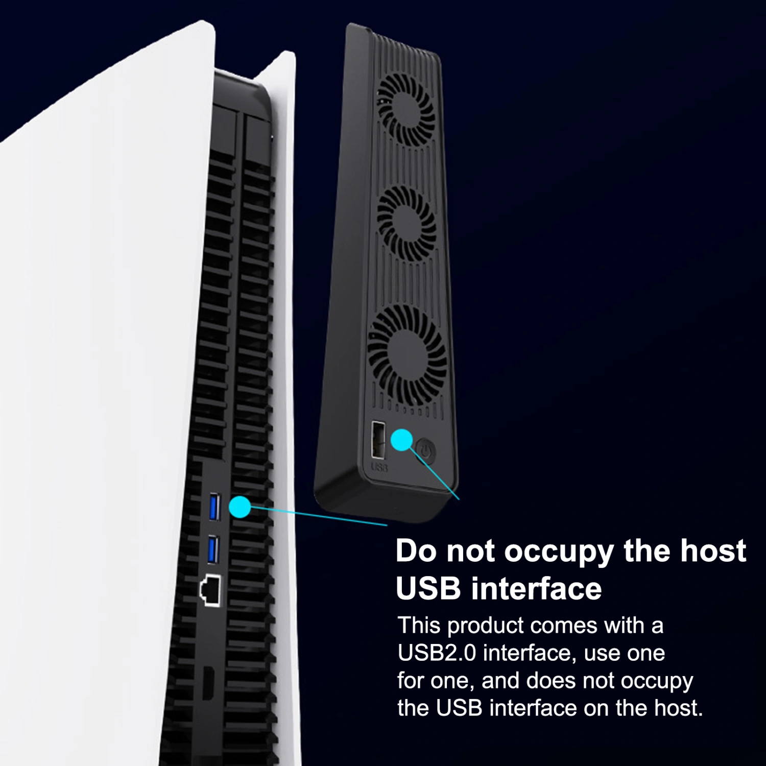 Cooling Fan 3 Fans Plug Play Game Accessories Console Host Mute External USB Cooler for PS5