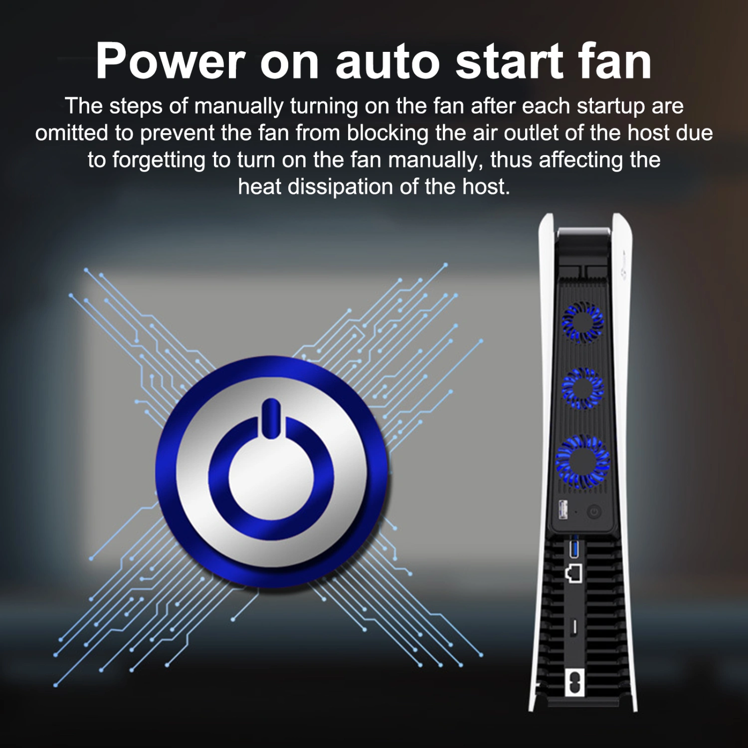Cooling Fan 3 Fans Plug Play Game Accessories Console Host Mute External USB Cooler for PS5